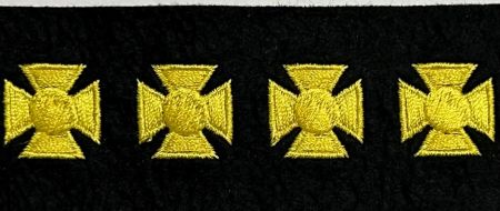 Maltese Cross 3/4" x 3/4" Hash Marks - MEDIUM GOLD on BLACK